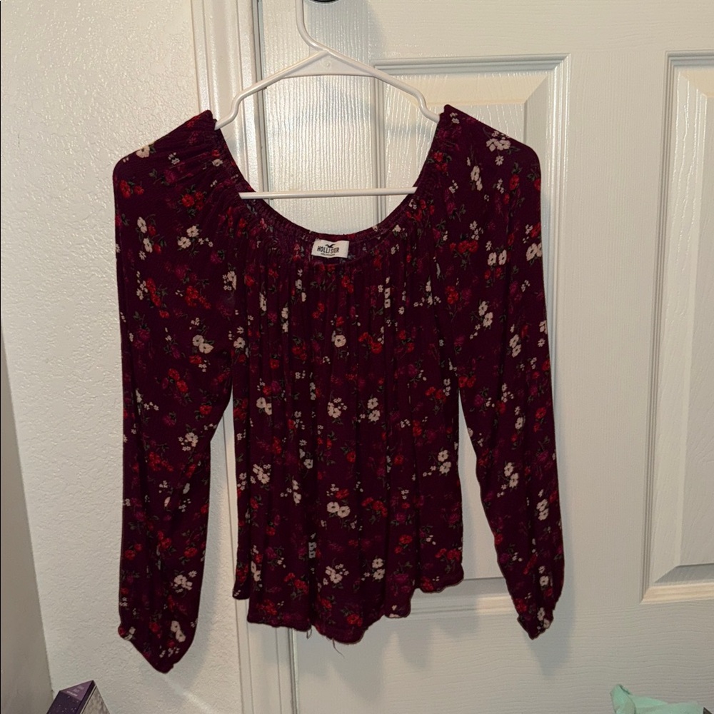 Hollister Floral Burgundy Top